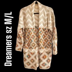 Dreamers - Knit Cardigan 34" Rainbow Aztec Pattern